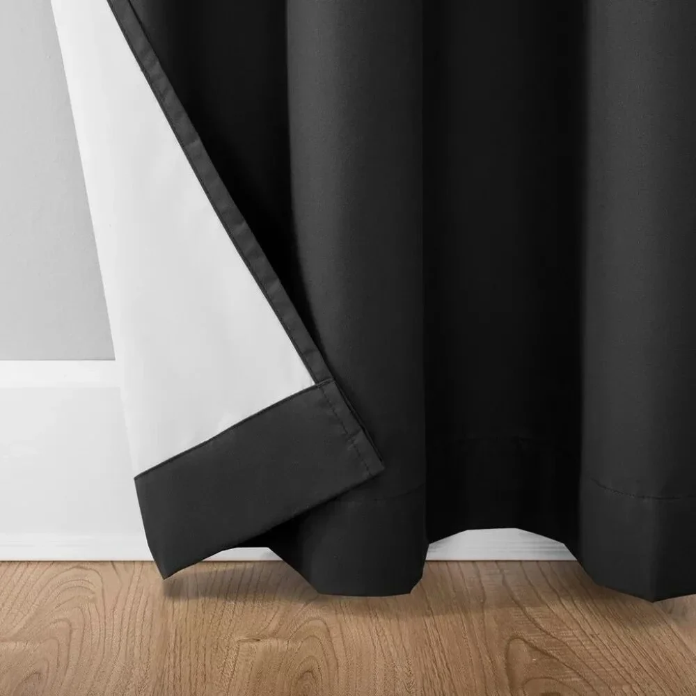 Sun Zero Cyrus Charcoal Blackout Back Tab Single Black Curtain Panel 40